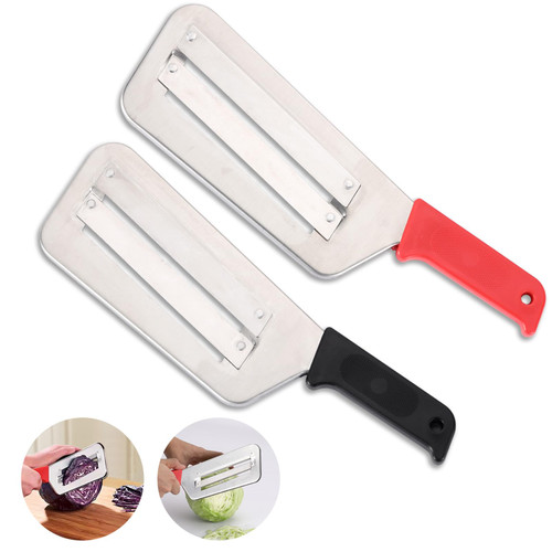 Cabbage Chopper Shredder, 2 Pack Cabbage Cutter Knife Kitchen Slicer Sauerkraut Cutter Coleslaw Grater, Sharp Stainless Steel Blades, Black & Red Handle Cabbage Chopper Shredder, 2 Pack Cabbage Cutter Knife Kitchen Slicer Sauerkraut Cutter Coleslaw Grater, Sharp Stainless Steel Blades, Black & Red Handle