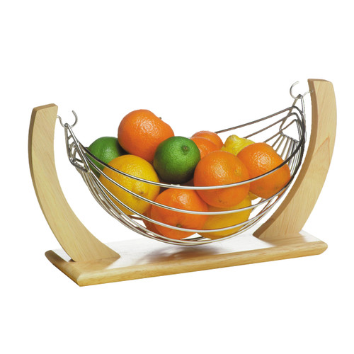 Premier Housewares Small Fruit Hammock - Rubber Wood and Chrome