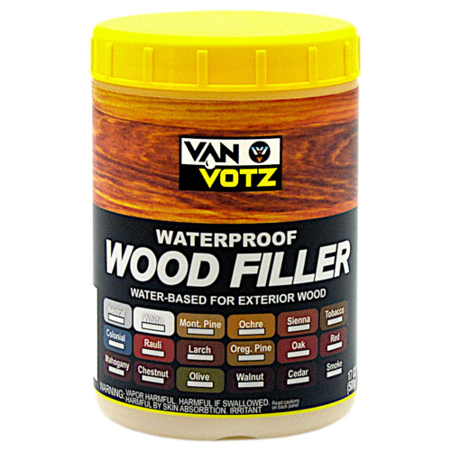 VAN VOTZ Waterproof Wood Filler [Half-Pint, Rauli] - Exterior Grade Wood Repair in 18 Paintable and Stainable Colors. Strong Adhesion and Durability for Outdoor Wood in All Weather Conditions.