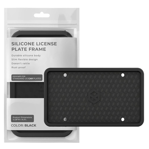Rightcar Solutions Car Plate Frame, Silicone License Plate Frame, Rust-Proof Rattle-Proof Weather-Proof License Plate Holder for Front or Rear, Black, 1 Pack