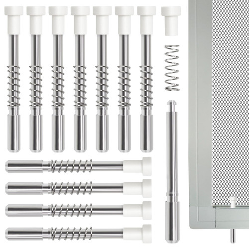 12 Packs Window Screen Plunger Latches with Caps, Aluminum Window Screen Plunger Pins 5/32" X 1-1/2" for Securing Window Screens and Window Screen Replacement (White)