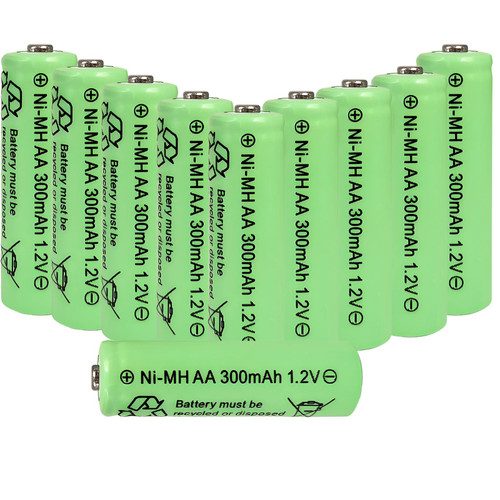 Ni-Mh AA 300mAh 1.2V Solar Light Rechargable Batteries 10 Pack,1.2 Volt Double A Battery for Outdoor Garden Landscape Lights, Power Lantern