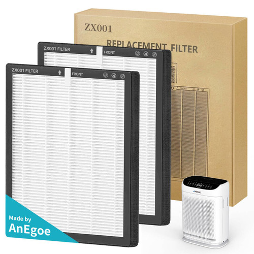 AnEgoe Replacement HEPA Filters Compatible with AnEgoe ZX001 Air Purifier,3 Stage H13 True HEPA Filter for Air Purifiers for Home Large Room up to 2500Ft²,Air Cleaner Filter,2 Pack