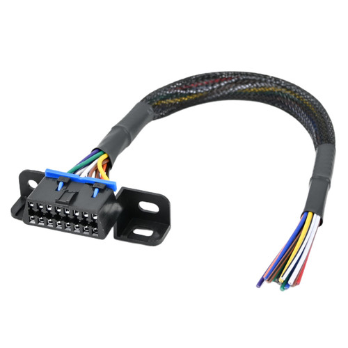 16 Pin J1962F OBD2 Female Connector to Open Cable OBDII Dash Port Pigtail Fixed Wire Harness Fixed Harness DIY 12" / 30 cm
