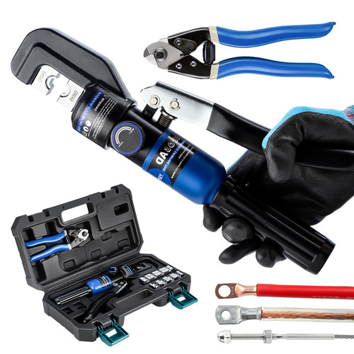 IBOSAD Hydraulic Hand Crimper Tool for Stainless Steel Cable Railing Fittings for 1/16" 1/8" 3/16" Cable –Wire Swaging Tool 8 Ton and Stainless Steel Cable Cutter,1/8” Wire Rope Crimping Tool