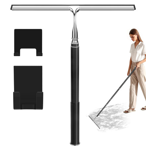 Shower Squeegee with Long Handle,Window Squeegee with Extension Pole Squeegee for Shower Glass Floor Squeegee, Telescoping Shower Squeegee for Glass Door, Tile Wall, Car,Floor