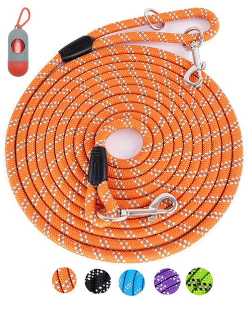 100FT Extra Long Dog Leash for Dog Training, Reflective Threads Check Cord Dog Leash, Heavy Duty Dog Lead for Large Medium Small Dogs Outside Walking, Playing, Camping, or Yard
