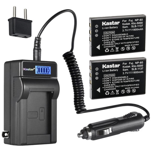 Kastar 2-Pack NP-60 NP60 Battery and LCD AC Charger Compatible with Universal Remote Control URC MX 950 MX-950, URC MX 980 MX-980, URC MX 990 MX-990, URC MX 1200 MX-1200, URC X8 X-8