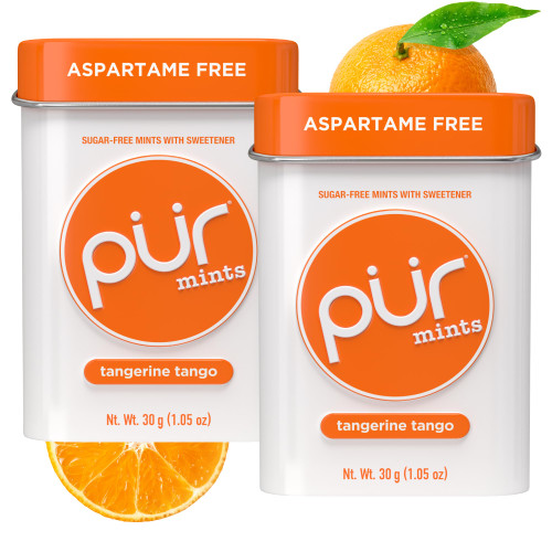 PUR Mints | Aspartame Free | Made with Xylitol | Sugar Free, Vegan, Gluten Free & Keto Friendly | Natural Tangerine Tango Flavored Mints, 30 Pieces (Pack of 2)
