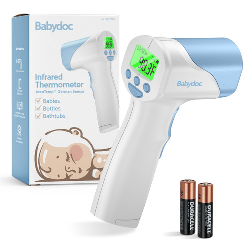 Babydoc Medical Grade FSA-HSA Eligible Baby Thermometer for Kids, AccuTemp German Sensor, 3-in-1 Safe Non-Contact Infrared Forehead Thermometer, Object Mode for Milk or Bathwater, Infants, Children