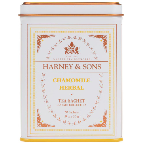 Harney & Sons Chamomile Herbal Tea, 20 Sachets in Classic Tin – Premium Egyptian Chamomile, Caffeine-Free, Relaxing Floral Herbal Tea