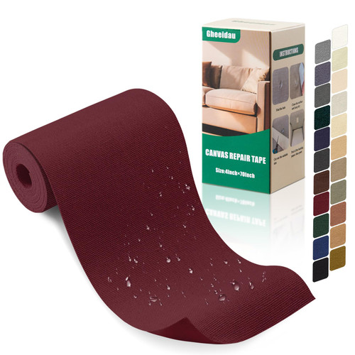Gheeidau Canvas Repair Tape 4×70 Inch Waterproof Self-Adhesive Fabric Repair Patch for Repairing Boat Covers,Tents,Patio Umbrellas,Car Seats,Luggage,Sofas.(Burgundy)