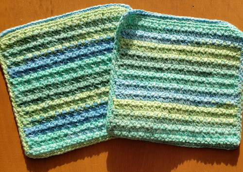 Handmade crochet washcloths, dishcloths * thick and dense *100% cotton set of 2, size 7.5 inches
