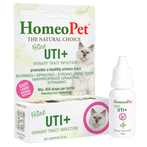HomeoPet Feline UTI+ Safe and Natural Urinary Tract Supplement for Cats Feline Urinary Tract Support 15 Milliliters