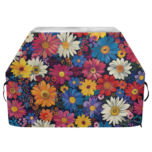 GOODOLD Colorful Blooming Flowers Grill Cover for Outdoor Grill 65 Inch BBQ Grill Cover Heavy Duty Gas Grill Cover Waterproof Barbecue Cover for Weber, Char-Broil, Nexgrill and More