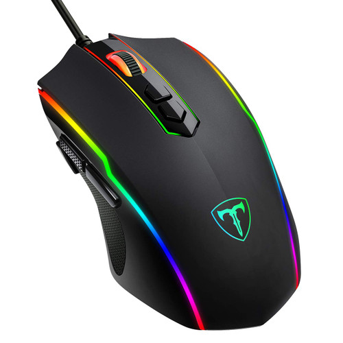 RisoPhy RGB Gaming Mouse Wired, PC Gaming Mice with 8 Programmable Buttons,Chroma RGB Backlit, 7200 DPI Adjustable,Comfortable Grip Ergonomic Optical Computer Gaming Mice with Shutton Button,Black