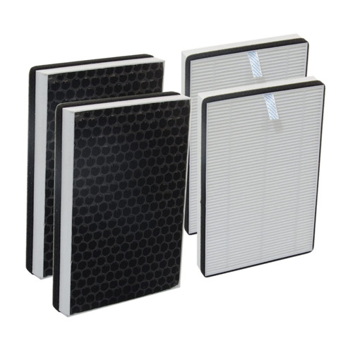 PUREBURG Replacement Filter Compatible with NUWAVE Oxypure 47401 47402 47404 Portable Air Purifier Part H5P3, 2-Pack(4 Filters) H13 HEPA 3-Stage Filtration Activated Carbon 2-in-1