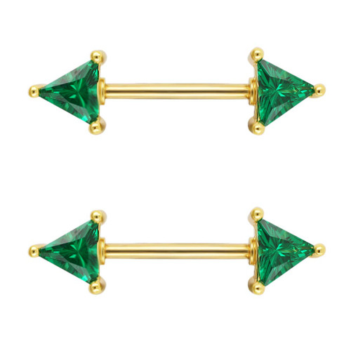 Excepro 2Pcs Nipplerings Barbell 316L Surgical Stainless CZ Nipple Piercing (Yellow Gold plated Green, stainless-steel) Excepro 2Pcs Nipplerings Barbell 316L Surgical Stainless CZ Nipple Piercing (Yellow Gold plated Green, stainless-steel)