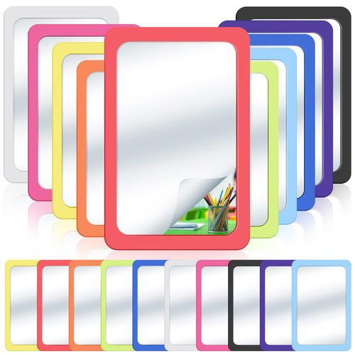 Dandat 10 Pcs Unbreakable Shatter Proof Mirror for Kids 6 x 4 Inches Small Pastel Unbroken Lock Mirrors Bulk for School DIY Crafts Nursery Montessori Daycare Classroom Speech Therapy (Bright Colors)