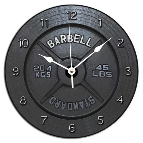 ArogGeld Barbell Wooden Wall Clock Rustic Style Battery Operated Silent Non Ticking Clocks Numerals Decorative for Kitchen Living Room Bedroom Office Farmhouse Gift 10 Inch, White, qq2zw693307k