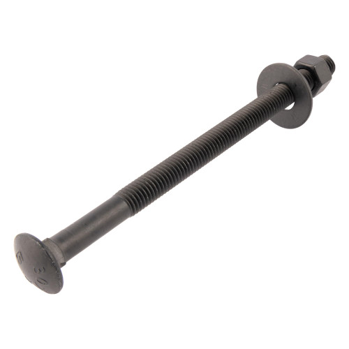 1/2 in. x 6-1/2 in. Black Carriage Bolt Kit Includes 12 Bolts, 12 Washers, and 12 Nuts, Ceramic Black Ruspert Coated for Exterior Use - 2X Rust Resistance of Galvanized by Makers Bolt