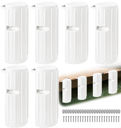 EXCELFU Boat Dock Bumpers Fenders,Boat Dock Bumpers Marine-Grade Straight Edge & Side Dock Fender Guards, Inflatable Vertical Protection, UV-Resistant, Includes Mounting Hardware, White-6 Pack