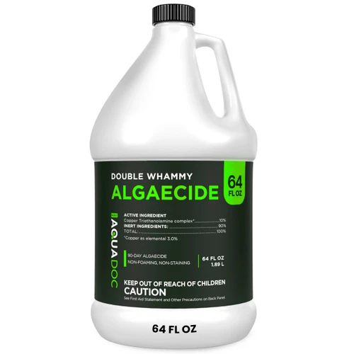 Copper Pool Algaecide for Swimming Pools - 64 oz - 90 Day Algaecide for Inground & Above Ground Pools, Helps Prevent & Remove Green, Mustard, Black Algae - AquaDoc