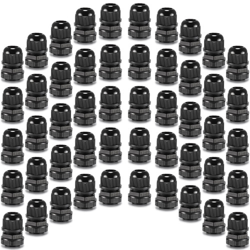 QILIPSU 50pcs 1/2" NPT Cable Gland Waterproof IP68 Nylon Cable Pass Through Cord Grip Connector Strain Relief Wire Grommet