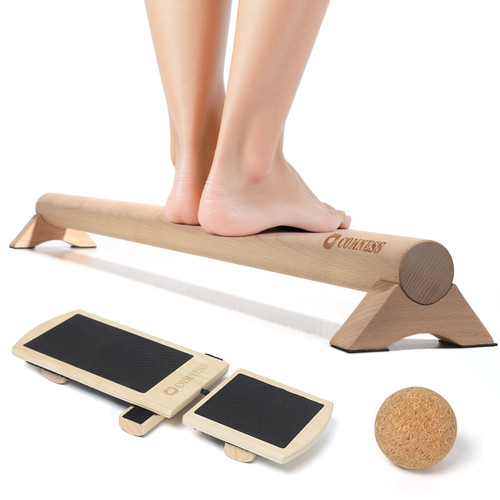 Comness Balance Trainer Kit, Ankle Strengthener Exerciser for Sprained, Single Leg Balance Board and 40 Inch Beam for Plantar Fasciitis Relief, Blackboard Foot Trainer (with Cork Massage Ball) Comness Balance Trainer Kit, Ankle Strengthener Exerciser for Sprained, Single Leg Balance Board and 40 Inch Beam for Plantar Fasciitis Relief, Blackboard Foot Trainer (with Cork Massage Ball)