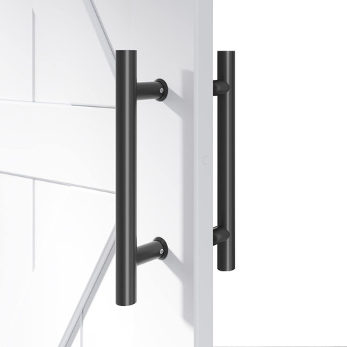 EaseLife 12" Push Pull Door Handle,Double Sided H Shape Sliding Door Handle,Matte Black,Stainless Steel,Fit for Glass Door Wooden Door
