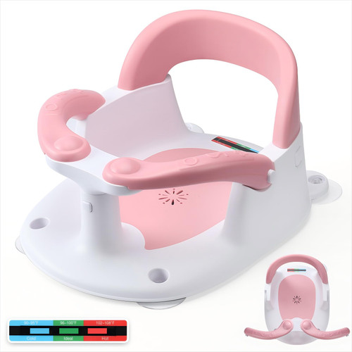 NFSVLB Baby Bath Seat for Babies Sitting Up with Temperature Alert+Soft Cushion+Suction Cup,Infant Bath Seat for Baby 6 Months & Up,Baby Bath Chair Toddler Bath seat for Bathtub Tub Pink NFSVLB Baby Bath Seat for Babies Sitting Up with Temperature Alert+Soft Cushion+Suction Cup,Infant Bath Seat for Baby 6 Months & Up,Baby Bath Chair Toddler Bath seat for Bathtub Tub Pink