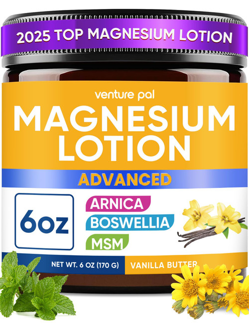 Magnesium Lotion with Arnica, MSM & Boswellia – Cooling Magnesium Cream – Lightweight Moisturizing Lotion for Legs & Feet – Safe for Kids – 6 fl oz