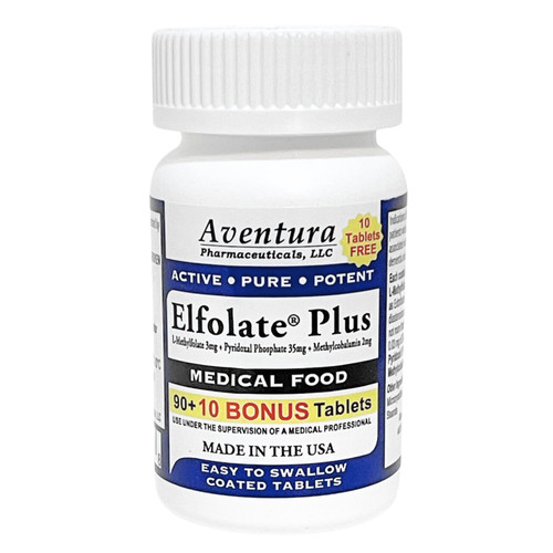 ELFOLATE Plus® 3mg Bonus Pack 100 Tablets L-Methylfolate Methyl Folate Methylfolate Medical Food Supplement Professional Strength Active Pure Potent