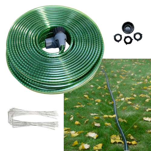 Secbulk 2026 Reinforced Sprinkler Hose & Soaker Hose for Yard - 50 FT Flat Garden Hose with Holes, Heavy Duty No-Kink Lawn Irrigation Hose (Includes Stakes, High Pressure Spray)