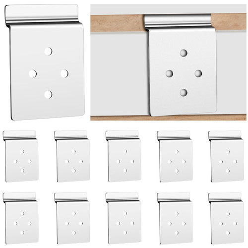 Pelopy 10 Pack Slatwall Metal Plate Mount Backplate Mounting Adapter to Make Items Slatwall Compatible Heavy Duty Steel Bracket with 4 Pre-Drilled Holes Backplate for Secure Display (Silver)