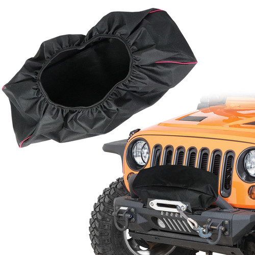 Hovom Winch Cover, Heavy Duty 600D Oxford Waterproof Winch Cover, 22"×9.5"×7.1" Protective Covers for 8500-17500 lbs Electric Winches, Exterior Accessories for Car SUV Truck ATV Boat Trailer