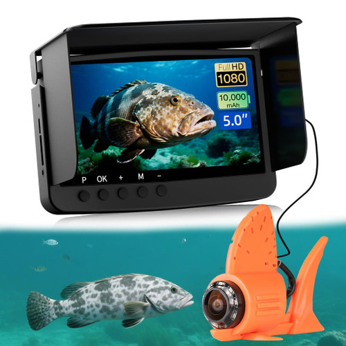 Underwater Fishing Camera Infrared Night Fishing Camera 5-inch HD Screen Equipped with 66-Foot About 20 Meters Cable 10000mah 10 Hours Battery Life for Ice Lake Sea Boat Kayak Fishing Fish Finder