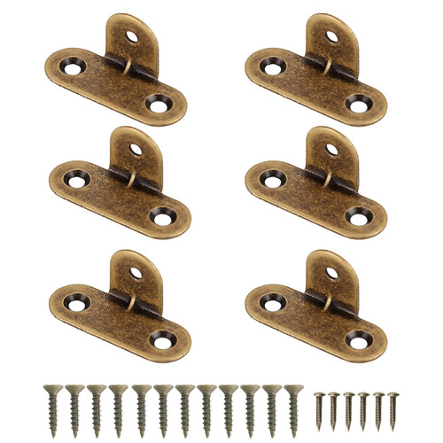 6PCS Brass Corner Braces 90 Degree Right Angle Brackets with Screws for Furniture Shelves Wall Mounting Decorative Support Bronze T Shape