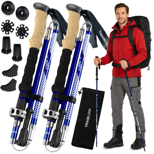 TREKOLOGY Trek-Z Collapsible Hiking & Trekking Poles - Balance Support for Seniors, Women, and Men, 2pc Per Set