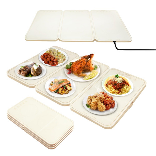 LEBURRY Electric Warming Tray - Portable Warming Plate with Timer, Heating and Child Locks Control Feature - Electric Heating Pad for Party, Buffet, Picnic - Food Warmer Tray for Camping,Travel