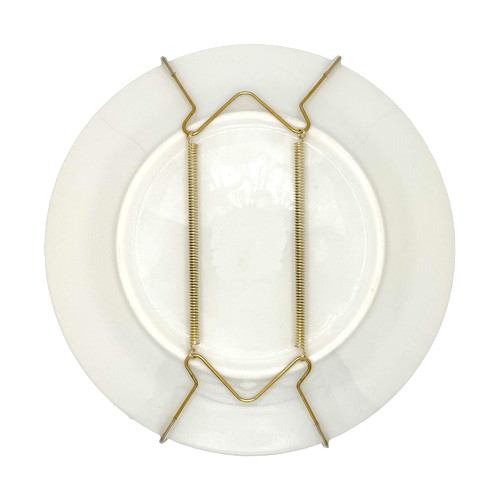 Rocky Mountain Goods Plate Hanger for Wall and Mounting Hardware - Fits Decorative Plates and Platters - Heavy Duty Polished Brass - Non Scratch Hooks - Includes Wall Mount Kit (5" - 8")