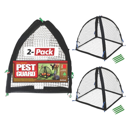 NuVue Products 32102 Pop-Up Garden Netting Pest Guard Covers with Ground Spikes, Mesh Plant Cover Tents for Pest and Animal Control, Pack of 2, Black, 28" x 28" x 30" NuVue Products 32102 Pop-Up Garden Netting Pest Guard Covers with Ground Spikes, Mesh Plant Cover Tents for Pest and Animal Control, Pack of 2, Black, 28" x 28" x 30"