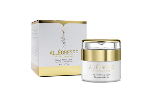 Allegresse 24 Karat Skincare Bio Anti Wrinkle Face Cream | Formulated with Natural Oils, Honey, Extracts, Vitamin E and Citrustem | Best Suitable for Anti-aging Needs | 1.7 Oz
