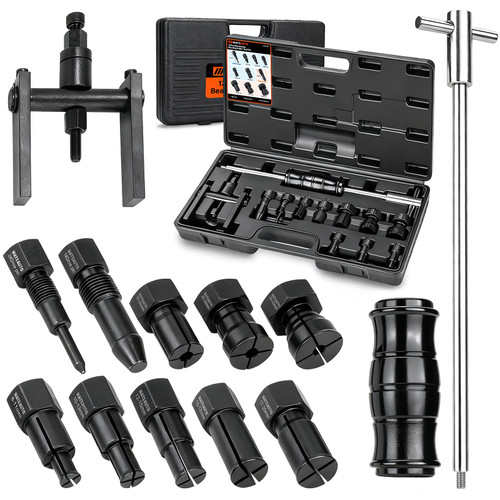 MateAuto 12pcs Motorcycle Blind Hole Collet Bearing Puller Set, Internal Bearing Extractor Puller Kit Slide Hammer Bearing Puller with Expandable Collets 8-32mm Inner Bearing Remover Tool (12-Piece)