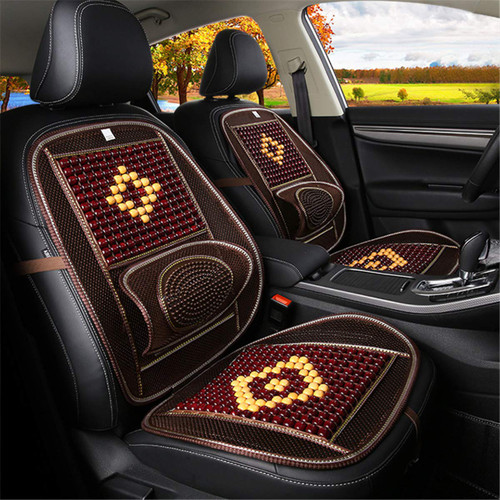 LKXHarleya Wood Beaded Comfort Seat Cover with Cooling Ventilated Mesh Lumbar Back Brace Massage Support Cushion for Car Seat Chair