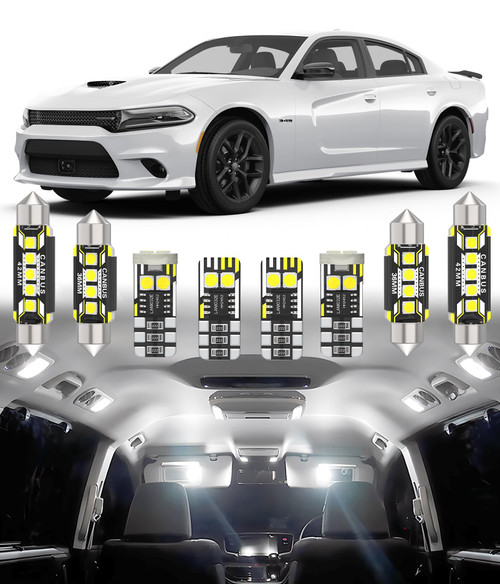 BMT xms Car Interior LED Light Replacement for Dodge Charger/Chrysler 300 300C 2011-2023,6000K Super Bright Interior Light Bulbs Package, 17pcs