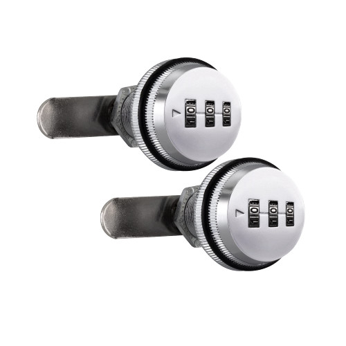 RecPro RV Combination Cam Lock | 3-Digit 3/4" Cylinder Lock Replacement for Baggage Door, Box, Cabinet, and More (2 Pack, Chrome)