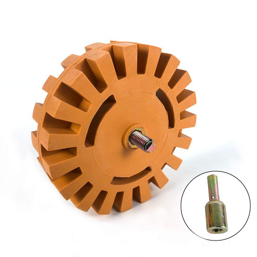 QWORK Removal Eraser Wheel Tool Kit, 4 Inch Rubber Power Drill Attachment for Removing Pinstripes, Stickers, Adhesive Vinyl Decals from Cars, Rvs, Boats and More