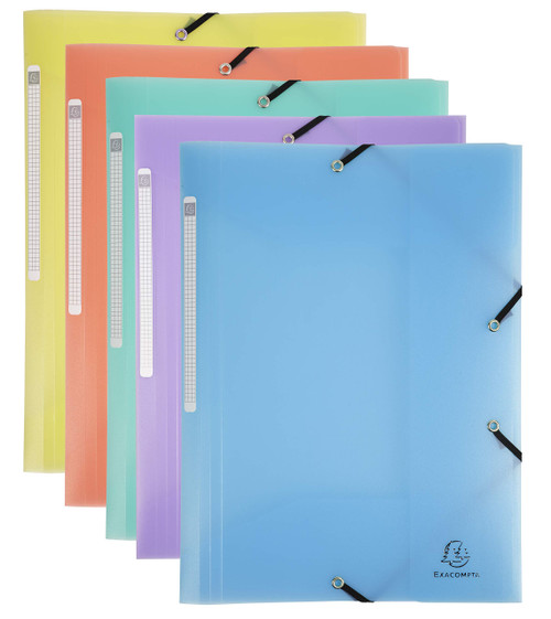 Exacompta - Ref 55170E - Chromaline Collection - Elasticated 3-Flap Folders - Suitable for Storing A4 Documents, Spine Label - Assorted Pastel Colours (Pack of 10)