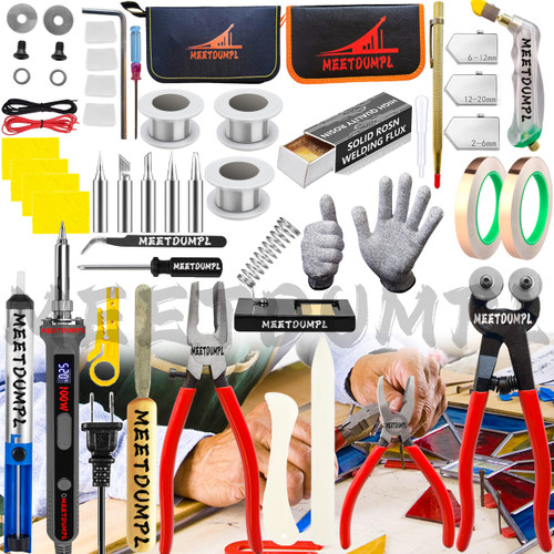 MEETDUMPL Stained Glass Kit，Stained Glass Supplies，Stained Glass Kits for Adults，with 100W Soldering Iron Kit,Glass Cutter Tool Kit,for Stained Glass Making.（Patent has been registered）.(3)